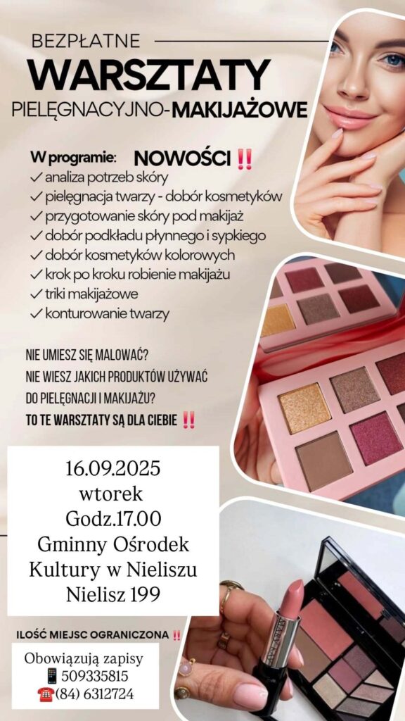 BEZPŁATNE WARSZTATY PIELĘGNACYJNO-MAKIJAŻOWE